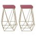 Kit 2 Banqueta Decorativa Kathy Base Gold Suede Rosa G41 - Gran Belo