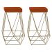 Kit 2 Banqueta Decorativa Kathy Base Gold Suede Telha G41 - Gran Belo