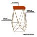 Kit 2 Banqueta Decorativa Kathy Base Gold Suede Telha G41 - Gran Belo