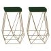 Kit 2 Banqueta Decorativa Kathy Base Gold Suede Verde G41 - Gran Belo