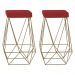 Kit 2 Banqueta Decorativa Kathy Base Gold Suede Vermelho G41 - Gran Belo