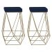 Kit 2 Banqueta Decorativa Kathy Base Gold Veludo Azul G41 - Gran Belo