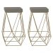 Kit 2 Banqueta Decorativa Kathy Base Gold Veludo Cinza G41 - Gran Belo