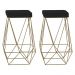 Kit 2 Banqueta Decorativa Kathy Base Gold Veludo Preto - Gran Belo