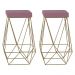 Kit 2 Banqueta Decorativa Kathy Base Gold Veludo Rosê G41 - Gran Belo