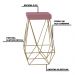 Kit 2 Banqueta Decorativa Kathy Base Gold Veludo Rosê G41 - Gran Belo