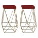 Kit 2 Banqueta Decorativa Kathy Base Gold Veludo Vermelho G41 - Gran Belo