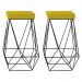 Kit 2 Banqueta Decorativa Kathy Base Preta Suede Amarelo G41 - Gran Belo