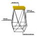 Kit 2 Banqueta Decorativa Kathy Base Preta Suede Amarelo G41 - Gran Belo