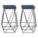 Kit 2 Banqueta Decorativa Kathy Base Preta Suede Azul Marinho G41 - Gran Belo