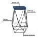 Kit 2 Banqueta Decorativa Kathy Base Preta Suede Azul Marinho G41 - Gran Belo