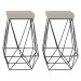 Kit 2 Banqueta Decorativa Kathy Base Preta Suede Bege G41 - Gran Belo