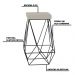 Kit 2 Banqueta Decorativa Kathy Base Preta Suede Bege G41 - Gran Belo