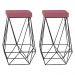 Kit 2 Banqueta Decorativa Kathy Base Preta Suede Rosa G41 - Gran Belo
