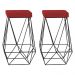 Kit 2 Banqueta Decorativa Kathy Base Preta Suede Vermelho G41 - Gran Belo