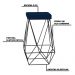 Kit 2 Banqueta Decorativa Kathy Base Preta Veludo Azul G41 - Gran Belo