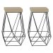 Kit 2 Banqueta Decorativa Kathy Base Preta Veludo Bege G41 - Gran Belo