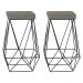 Kit 2 Banqueta Decorativa Kathy Base Preta Veludo Cinza G41 - Gran Belo