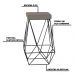 Kit 2 Banqueta Decorativa Kathy Base Preta Veludo Cinza G41 - Gran Belo