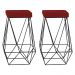 Kit 2 Banqueta Decorativa Kathy Base Preta Veludo Vermelho G41 - Gran Belo