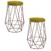 Kit 2 Banqueta Decorativa Rubel Base Bronze Suede Amarelo G41 - Gran Belo