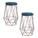 Kit 2 Banqueta Decorativa Rubel Base Bronze Suede Azul Marinho G41 - Gran Belo