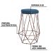Kit 2 Banqueta Decorativa Rubel Base Bronze Suede Azul Marinho G41 - Gran Belo