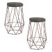 Kit 2 Banqueta Decorativa Rubel Base Bronze Suede Cinza G41 - Gran Belo