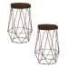 Kit 2 Banqueta Decorativa Rubel Base Bronze Suede Marrom G41 - Gran Belo