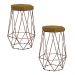 Kit 2 Banqueta Decorativa Rubel Base Bronze Suede Mostarda G41 - Gran Belo