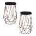 Kit 2 Banqueta Decorativa Rubel Base Bronze Suede Preto G41 - Gran Belo