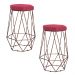 Kit 2 Banqueta Decorativa Rubel Base Bronze Suede Rosa G41 - Gran Belo