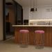 Kit 2 Banqueta Decorativa Rubel Base Bronze Suede Rosa G41 - Gran Belo