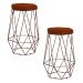 Kit 2 Banqueta Decorativa Rubel Base Bronze Suede Telha G41 - Gran Belo