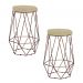 Kit 2 Banqueta Decorativa Rubel Base Bronze Veludo Bege - Gran Belo