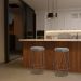 Kit 2 Banqueta Decorativa Rubel Base Bronze Veludo Cinza G41 - Gran Belo