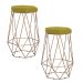 Kit 2 Banqueta Decorativa Rubel Base Gold Suede Amarelo G41 - Gran Belo
