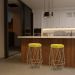 Kit 2 Banqueta Decorativa Rubel Base Gold Suede Amarelo G41 - Gran Belo