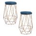 Kit 2 Banqueta Decorativa Rubel Base Gold Suede Azul Marinho G41 - Gran Belo