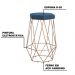Kit 2 Banqueta Decorativa Rubel Base Gold Suede Azul Marinho G41 - Gran Belo