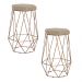 Kit 2 Banqueta Decorativa Rubel Base Gold Suede Bege G41 - Gran Belo