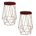Kit 2 Banqueta Decorativa Rubel Base Gold Suede Bordô G41 - Gran Belo