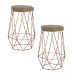 Kit 2 Banqueta Decorativa Rubel Base Gold Suede Cappuccino G41 - Gran Belo