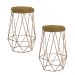 Kit 2 Banqueta Decorativa Rubel Base Gold Suede Mostarda G41 - Gran Belo