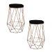 Kit 2 Banqueta Decorativa Rubel Base Gold Suede Preto G41 - Gran Belo
