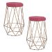 Kit 2 Banqueta Decorativa Rubel Base Gold Suede Rosa G41 - Gran Belo