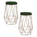 Kit 2 Banqueta Decorativa Rubel Base Gold Suede Verde G41 - Gran Belo