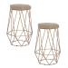 Kit 2 Banqueta Decorativa Rubel Base Gold Veludo Bege G41 - Gran Belo