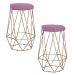 Kit 2 Banqueta Decorativa Rubel Base Gold Veludo Rosê G41 - Gran Belo