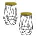 Kit 2 Banqueta Decorativa Rubel Base Preta Suede Amarelo G41 - Gran Belo